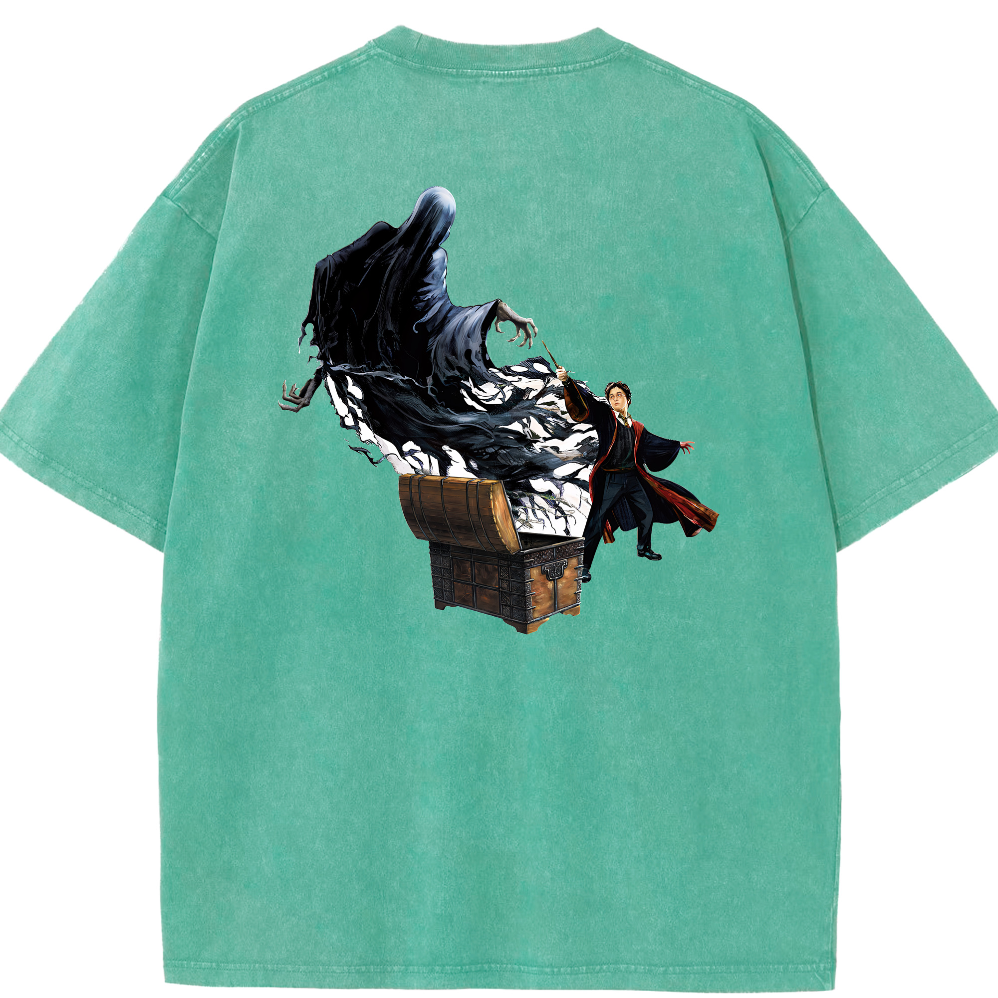（画像用） Harry Potter ハリー・ポッターシリーズ 綿100% ヴィンテージ風 半袖Tシャツ（背面プリント）